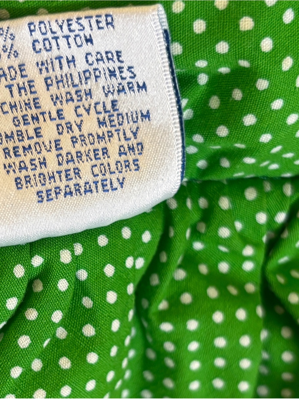 Set of Two Vintage Handmade Quilted Goose Pillows Green and White Polka Dot - Picture 13 of 16